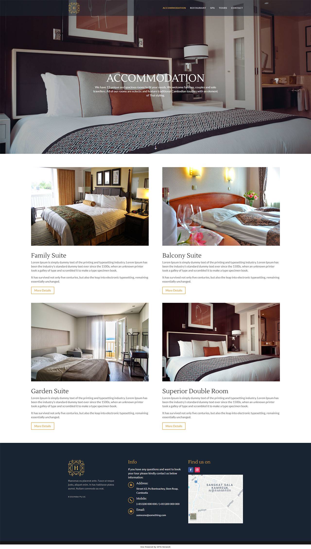 elegant Hotel Layout Accommodation page