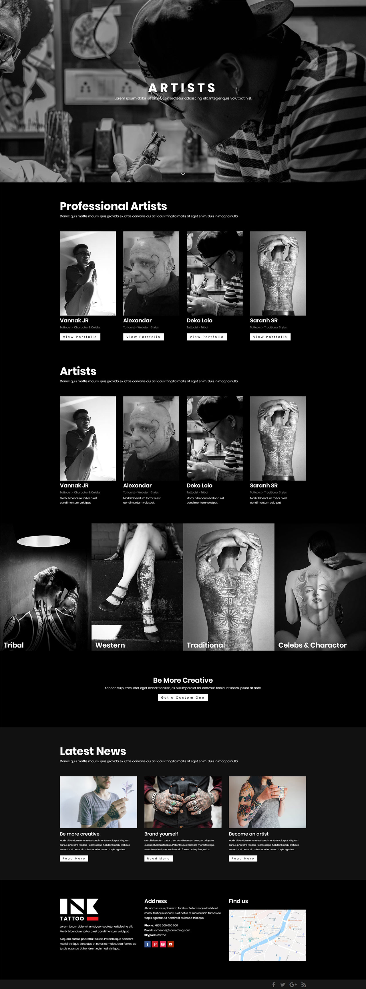 Ink Tattoo Artists Page Screenshot