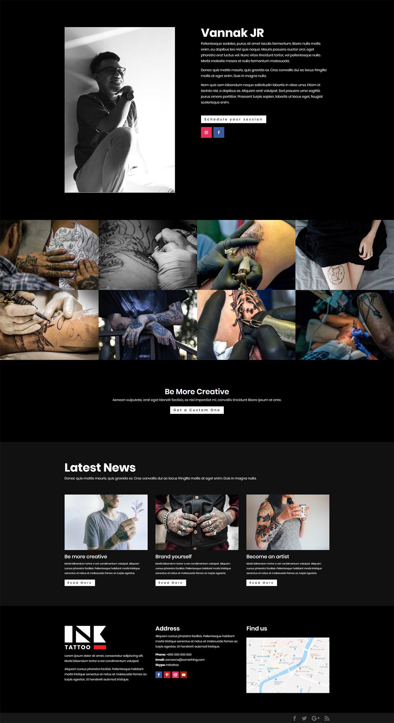 Ink Tattoo Portfolio Page Screenshot